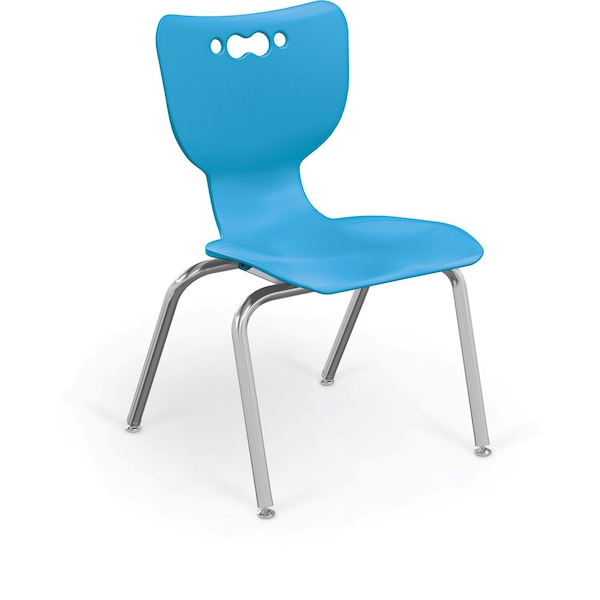 Hierarchy School Chair, 4 Leg, 16" Chrome Frame, Blue Armless Shell, PK5